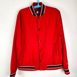 Starter Black Label Men's Red Snap Front Windbreaker Jacket Sz XL